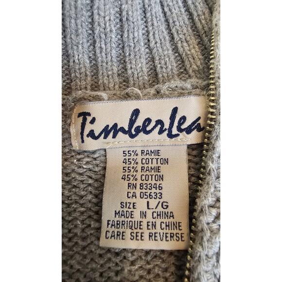 Timberlea Vintage Gray Knit Zip Sweater Reindeer Holiday Christmas Winter Sz L - Picture 9 of 9